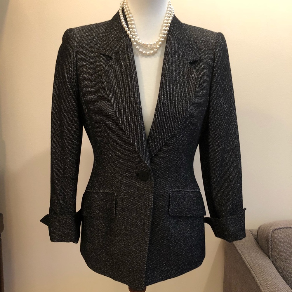 Anne Klein black and white wool blazer classic cut